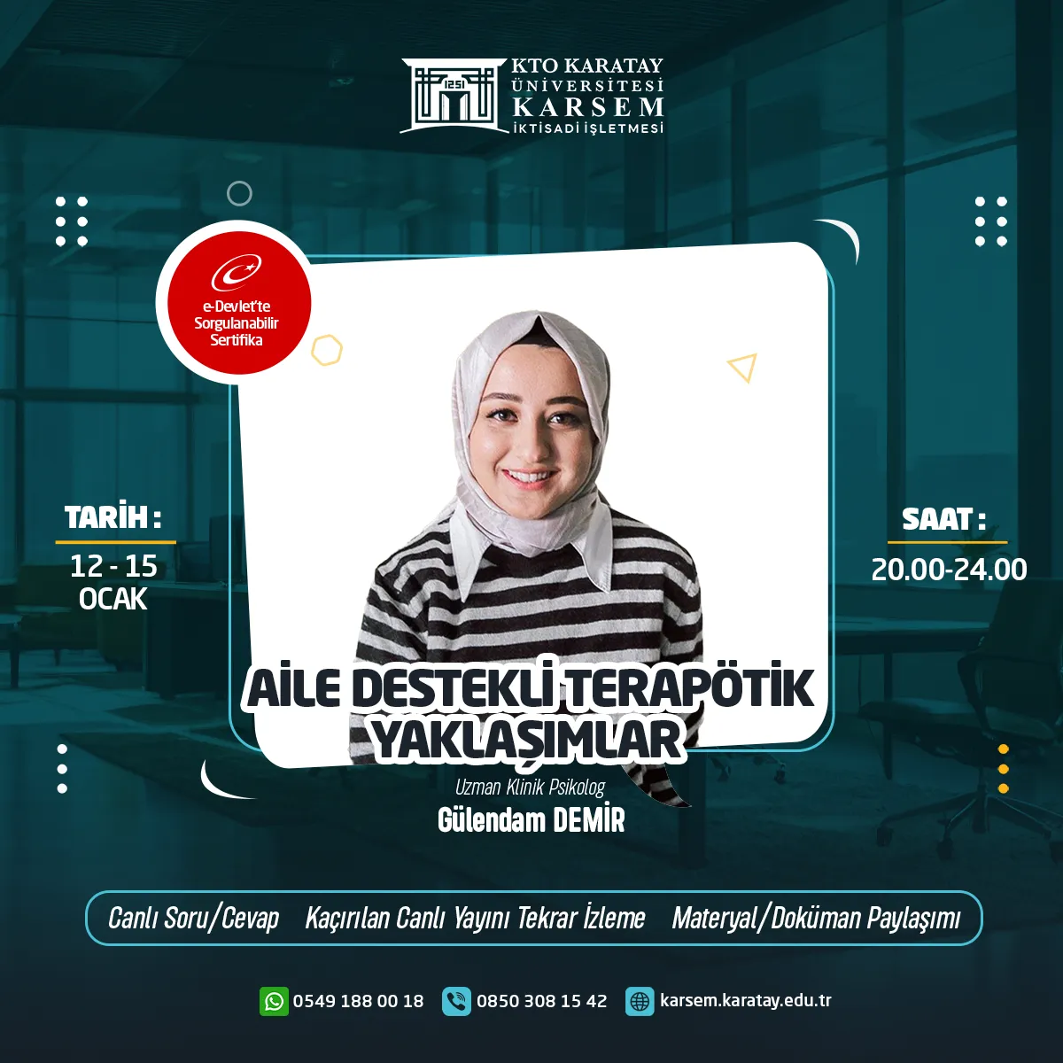 Aile Destekli Terapötik Yaklaşımlar Eğitimi(Canlı) 