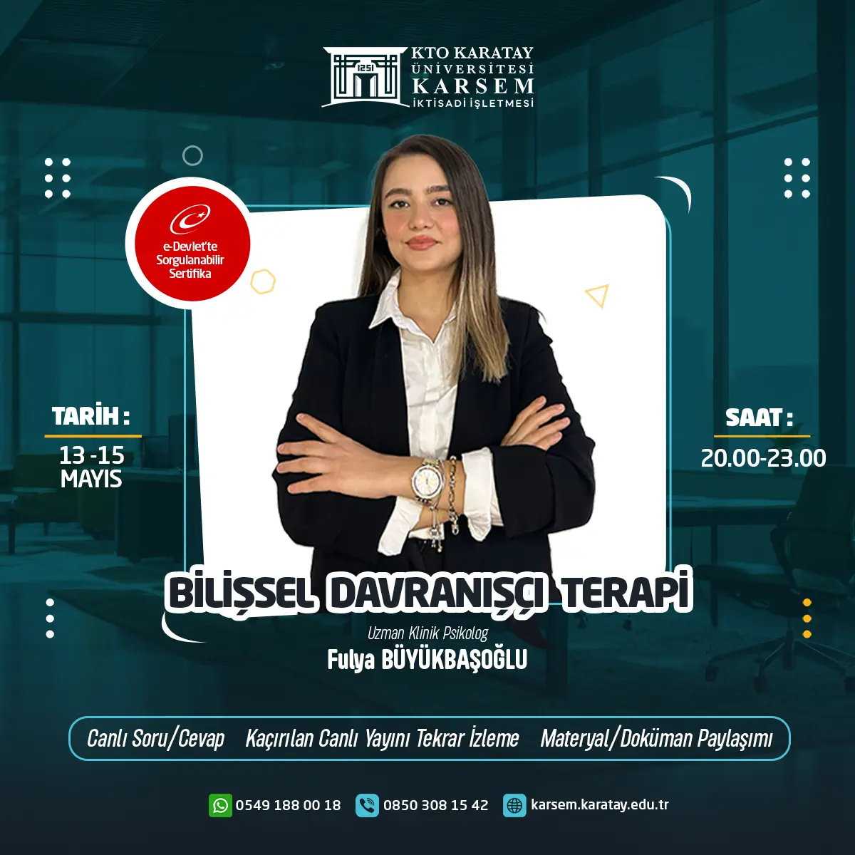 Bilişsel Davranışçı Terapi (BDT) Eğitimi (Canlı)