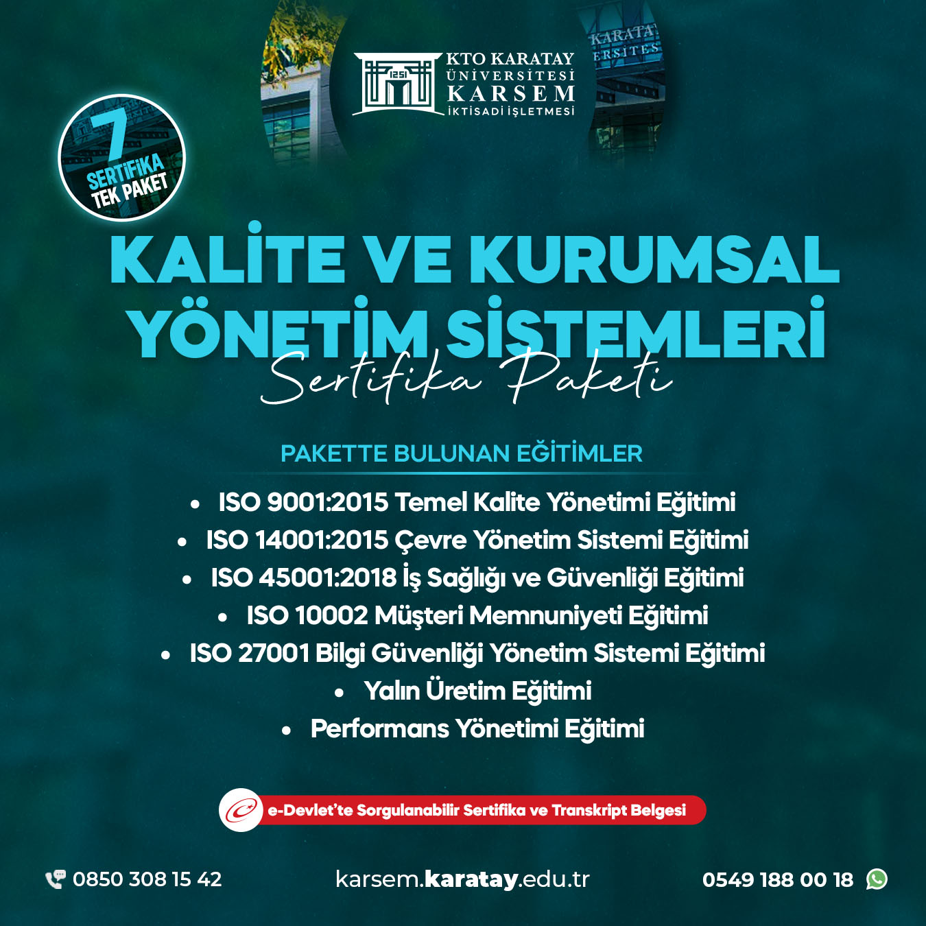 Kalite ve Kurumsal Yönetim Sistemleri Sertifika Paket Programı