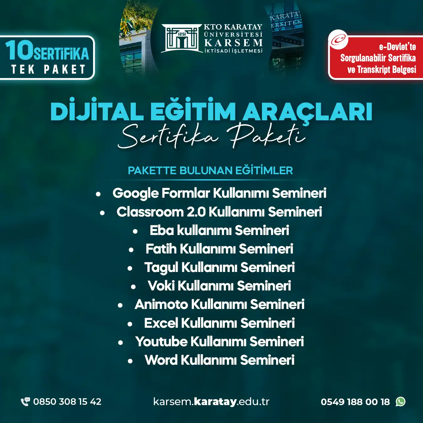 Dijital Eğitim Araçları Seminer Sertifika Paket Programı
