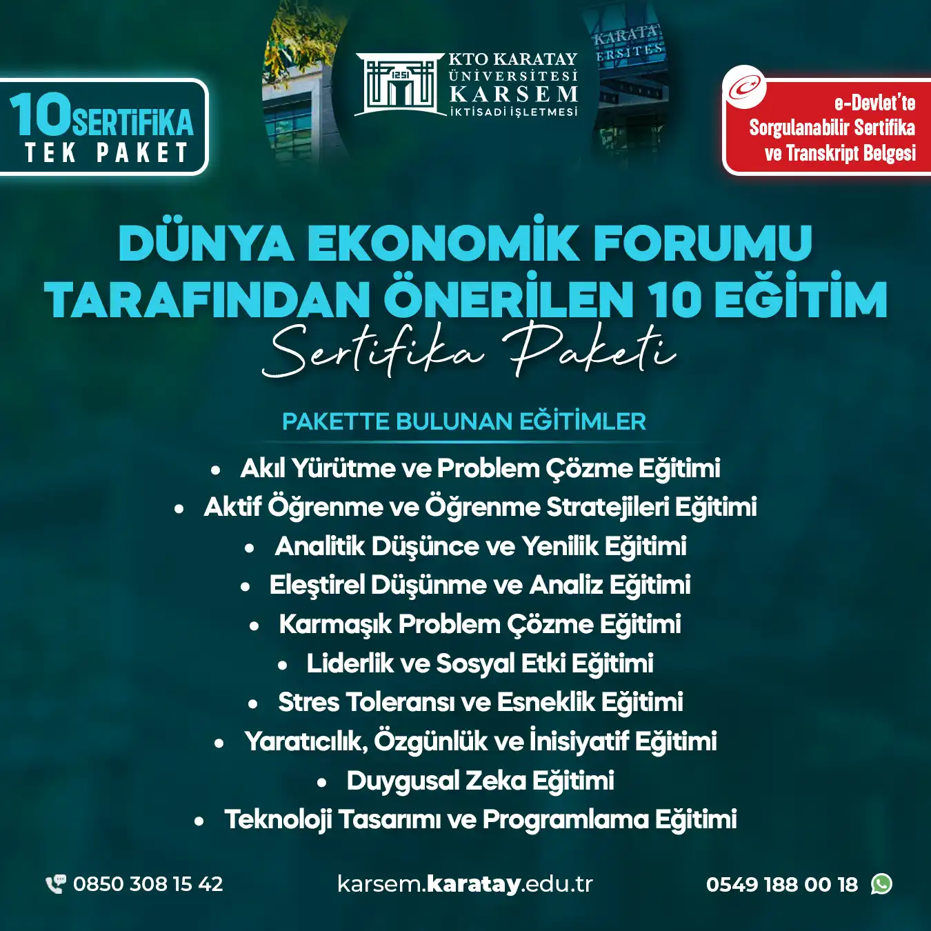 Dünya Ekonomik Forumu Tarafından Önerilen 10 Eğitim Sertifika Paket Programı