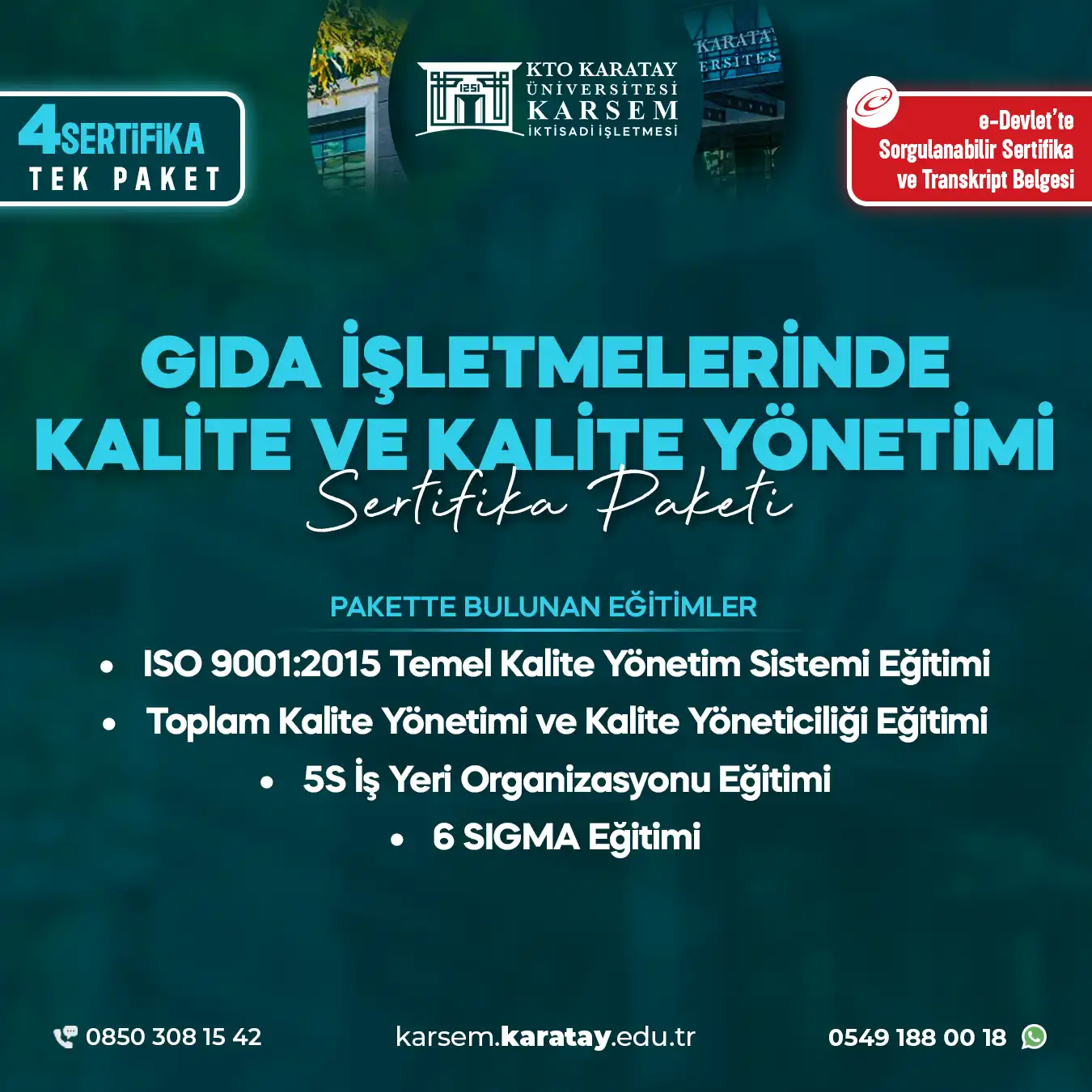 Gıda İşletmelerinde Kalite Ve Kalite Yönetimi Sertifika Paket Programı
