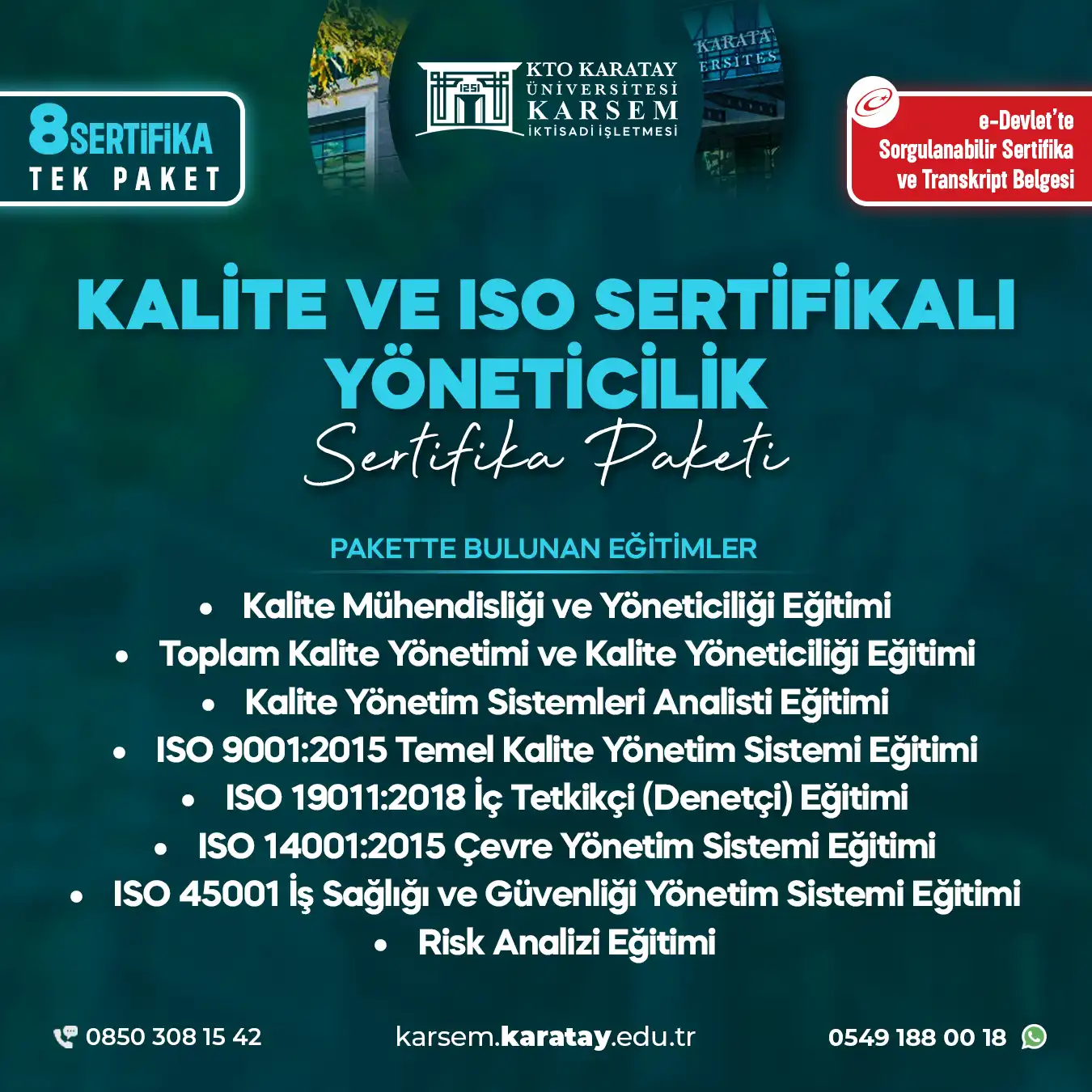 Kalite Ve Iso Sertifikalı Yöneticilik Sertifika Paket Programı