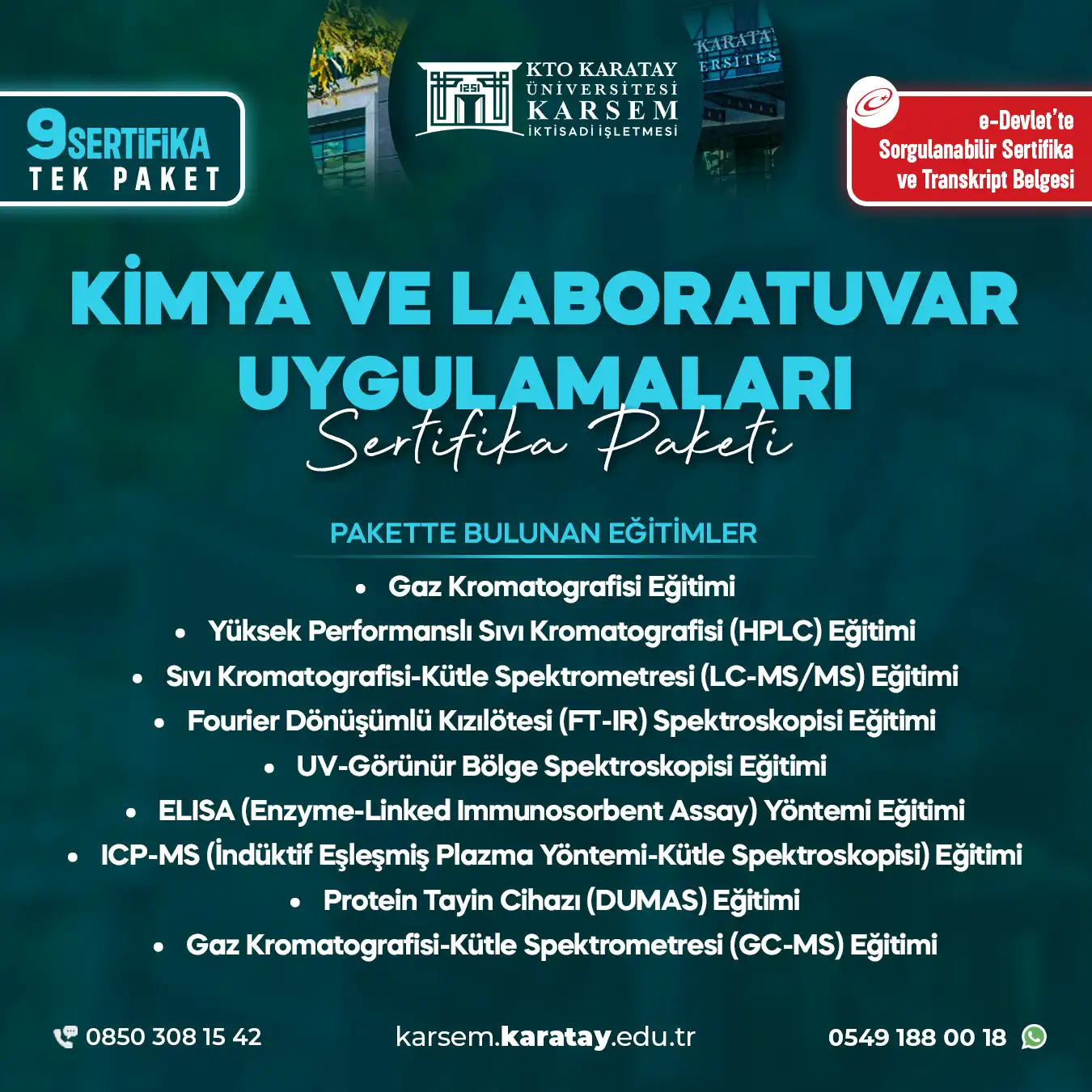 Kimya Ve Laboratuvar Uygulamaları Uzmanlık Sertifika Paket Programı