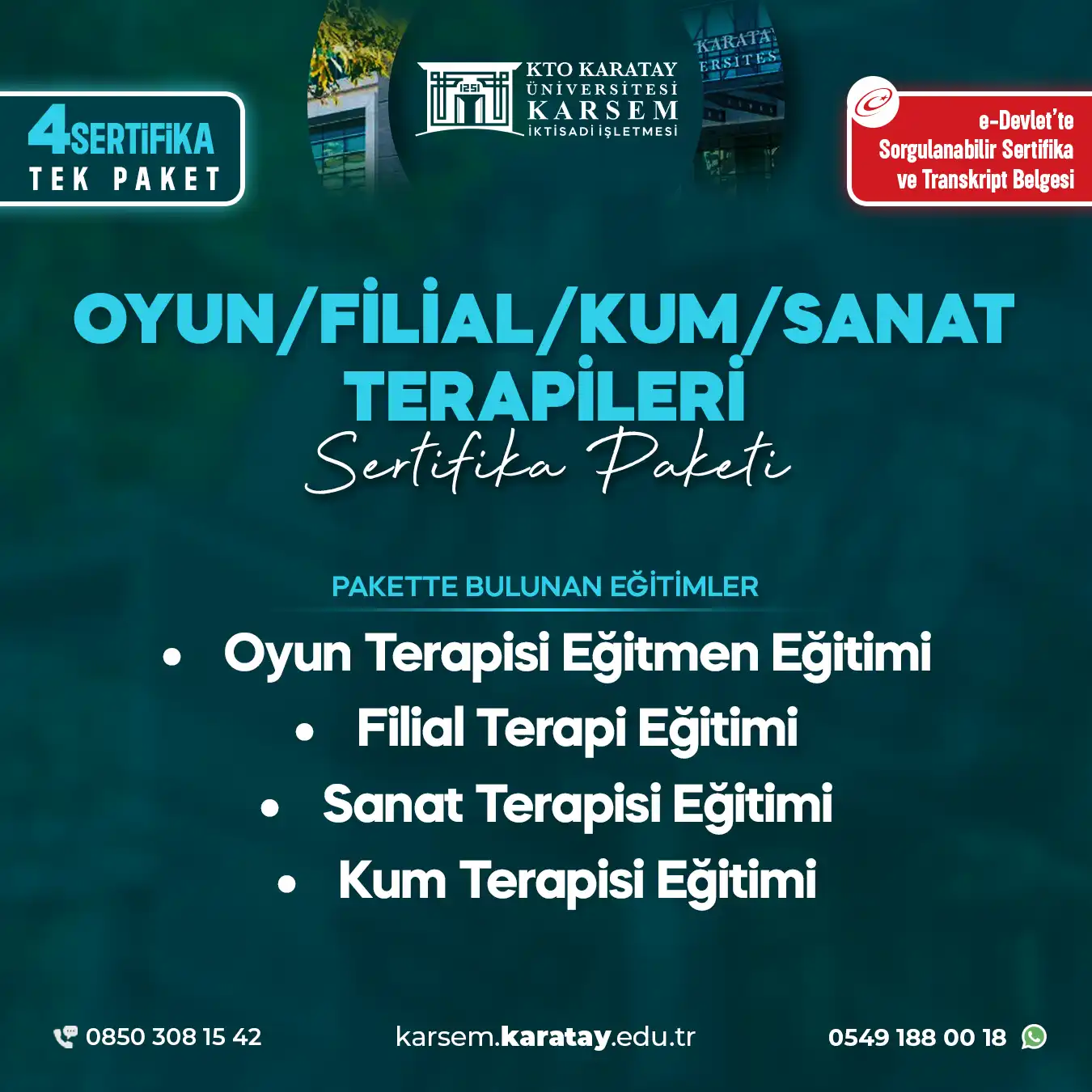 Oyun/Filial/Kum/Sanat Terapileri Sertifika Paket Programı