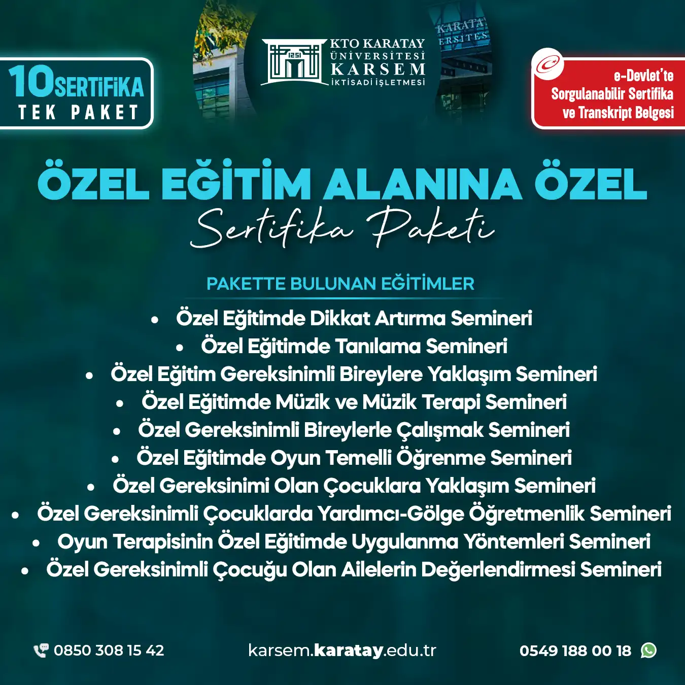 Özel Eğitim Alanına Özel Seminer Sertifika Paket Programı