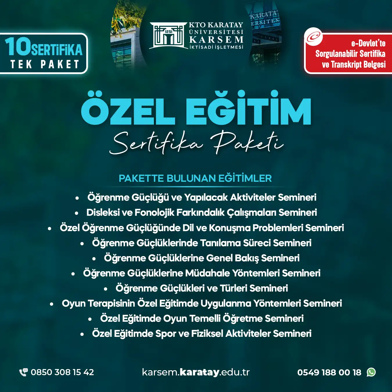 Özel Eğitim Programı (10'Lu Seminer Paketi) Sertifika Paket Programı