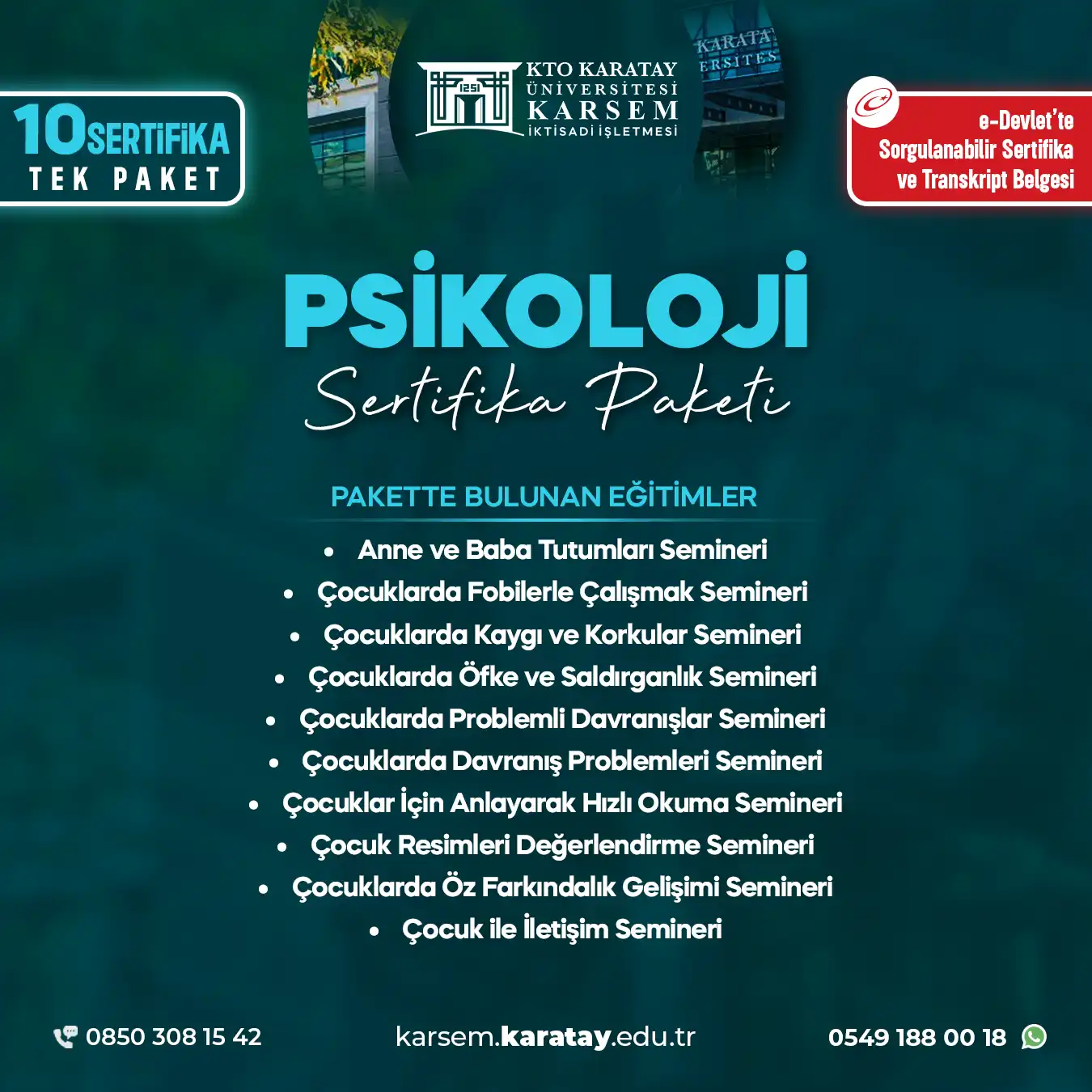 Psikoloji Eğitimi (10'Lu Seminer Paketi) Sertifika Paket Programı