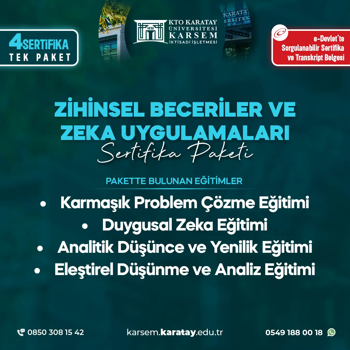 Zihinsel Beceriler Ve Zeka Uygulamaları Eğitim Sertifika Paket Programı